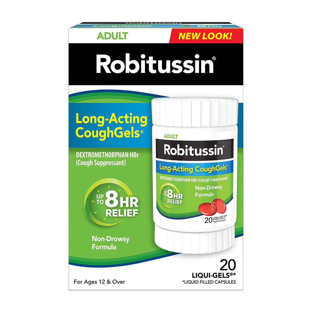 Robitussin Adult Long Acting Cough Gels Liqui Gels, 20 Ea